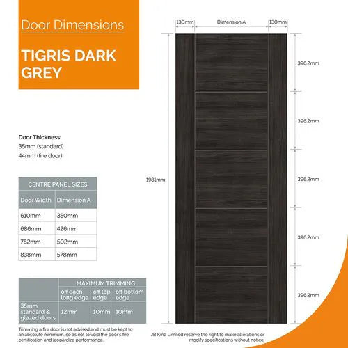 Liberty Tigris Cinza Contemporary Fully Finished Dark Grey Internal Door