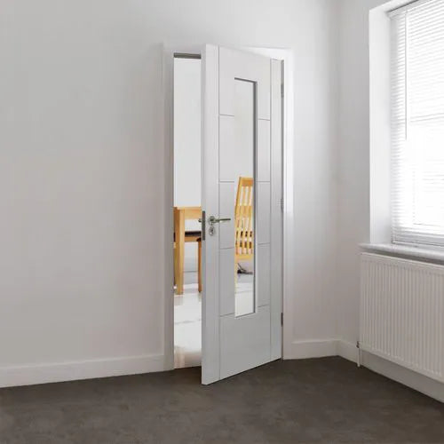 Liberty Tigris White Primed Slim 1 Light Clear Glass Internal Door