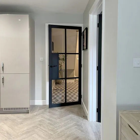 Liberty Civic Urban Industrial Fully Finished Black Clear Glass Internal Door