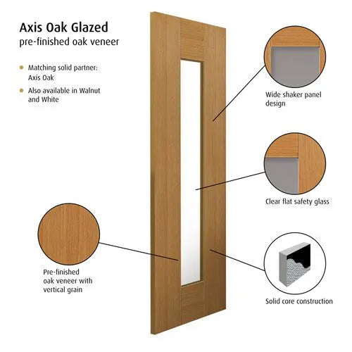 Liberty Axis Fully Finished Oak 1 Light Clear Glass Internal Door
