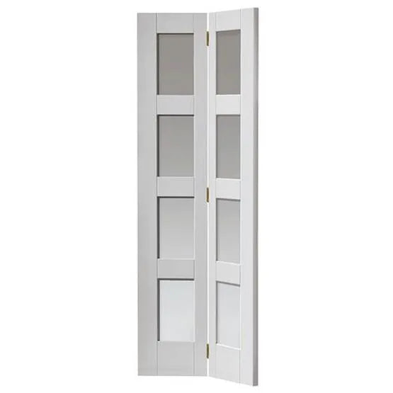 Liberty Cayman Shaker White Primed Glass Internal Bi-fold Door - 1981mm x 762mm (78 inch x 30 inch)