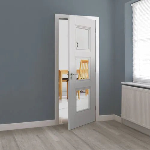 Liberty Catton White Primed 3 Light Clear Glass Internal Door