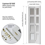 Liberty Cayman Shaker White Primed Glass Internal Bi-fold Door - 1981mm x 762mm (78 inch x 30 inch)
