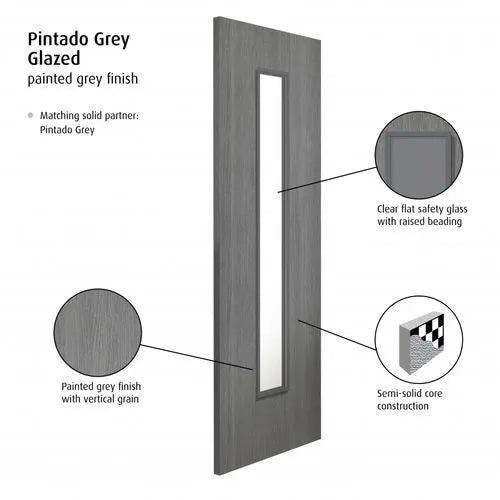 Liberty Pintado Fully Finished Grey Glass Internal Door