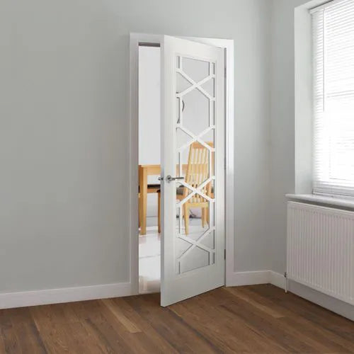 Liberty Quartz Retro White Primed Clear Glass Internal Door