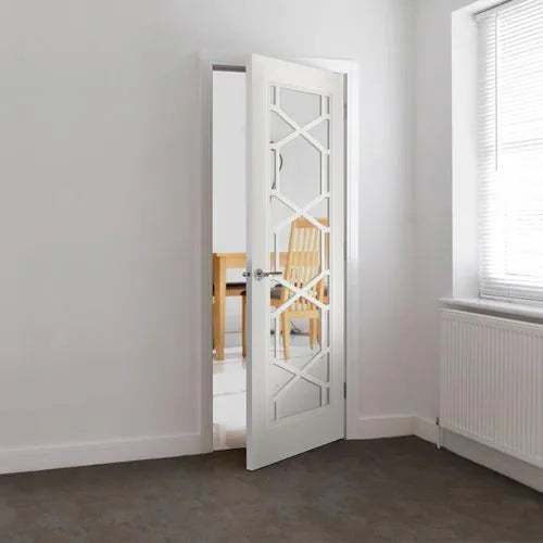 Liberty Quartz Retro White Primed Clear Glass Internal Door