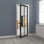 Liberty Civic Urban Industrial Fully Finished Black Clear Glass Internal Door