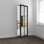 Liberty Civic Urban Industrial Fully Finished Black Clear Glass Internal Door