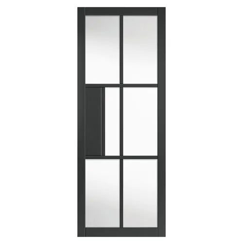 Liberty Civic Urban Industrial Fully Finished Black Clear Glass Internal Door