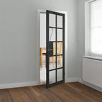 Liberty Plaza Urban Industrial Fully Finished Black Clear Glass Internal Door