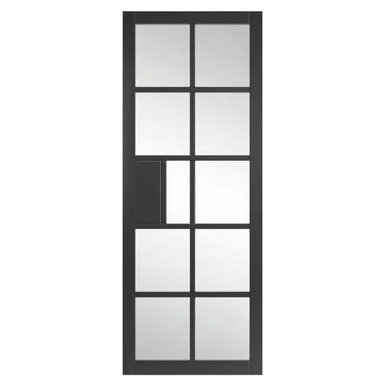 Liberty Plaza Urban Industrial Fully Finished Black Clear Glass Internal Door