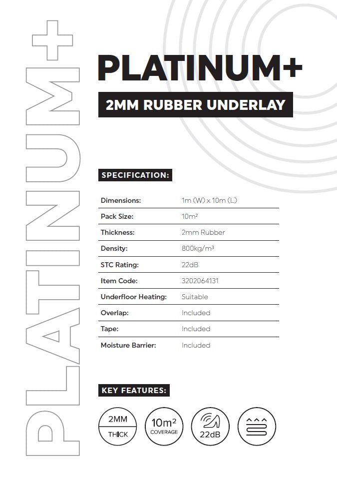 Timba Trek Platinum Plus 2mm Rubber Underlay 10 Square Metre Roll