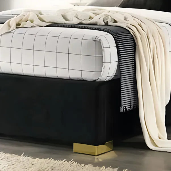 Sareer Phoenix Black Fabric Bed Ottoman