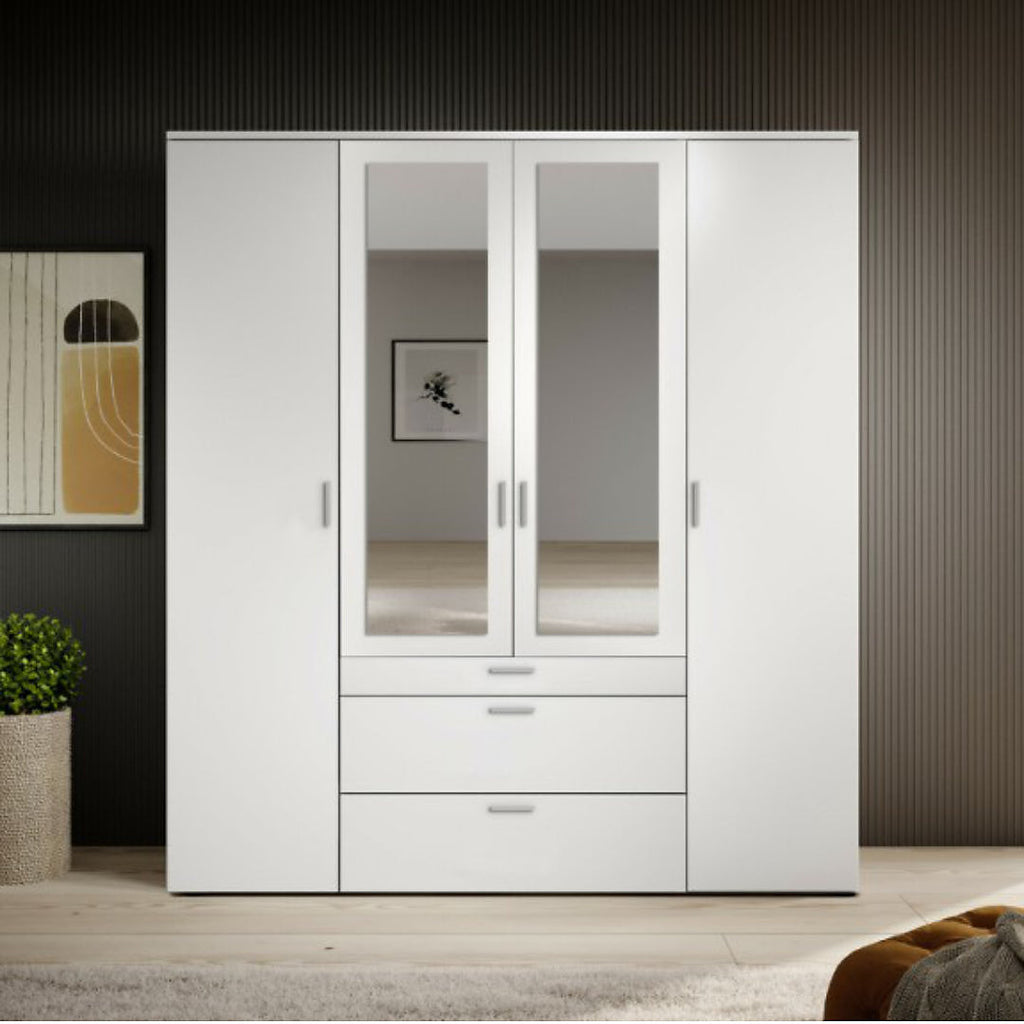Vesala 4 Hinged Door Wardrobe with Mirror