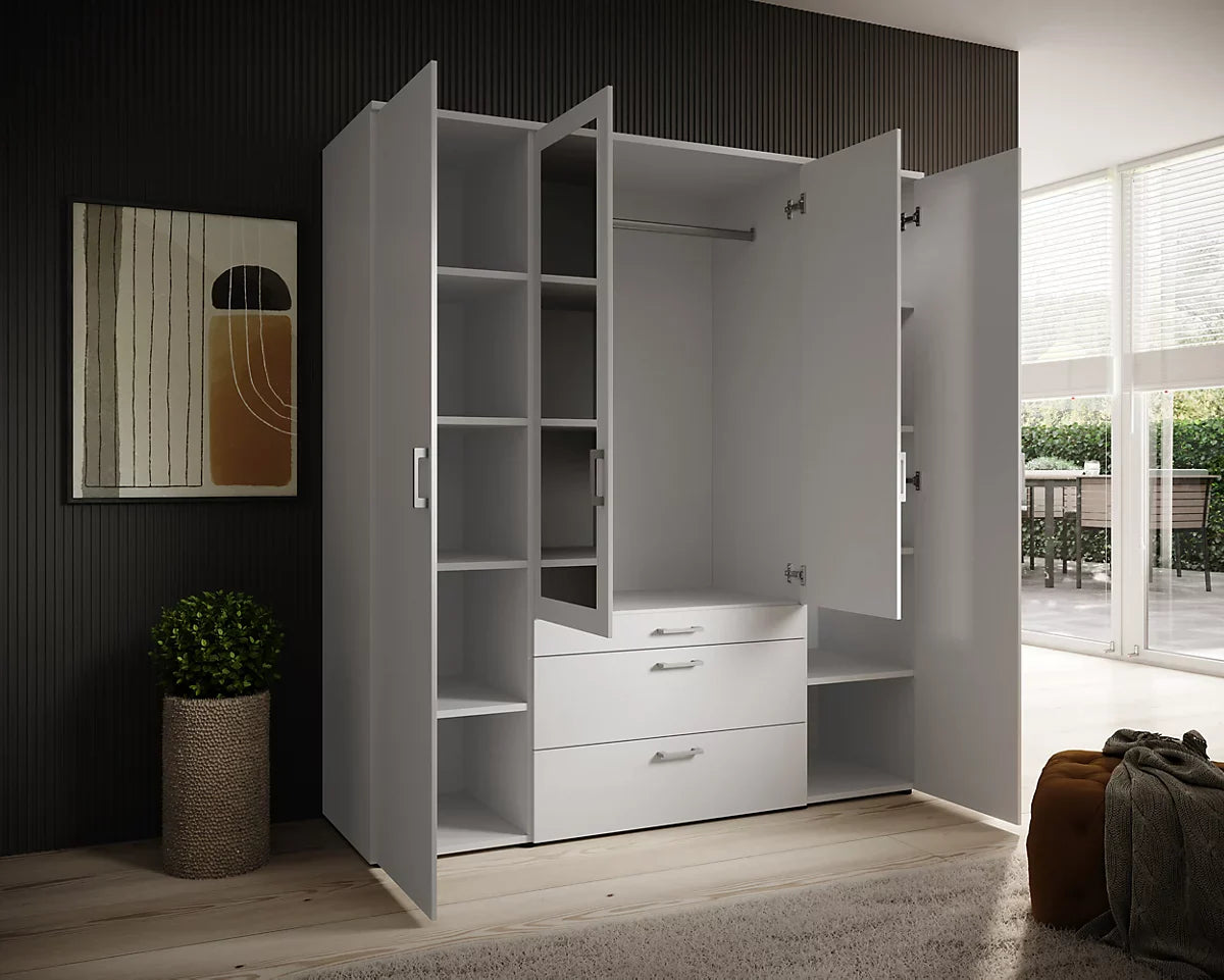 Vesala 4 Hinged Door Wardrobe with Mirror