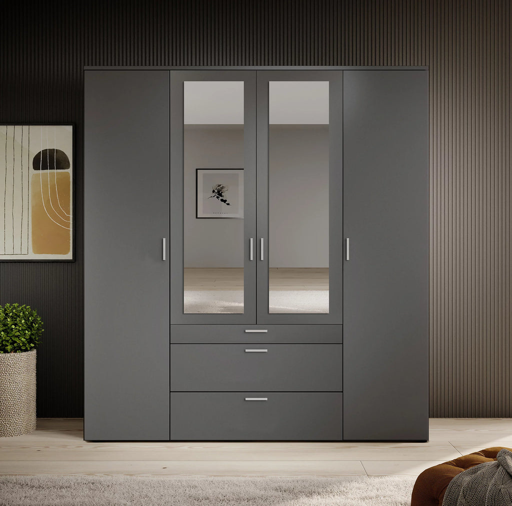 Vesala 4 Hinged Door Wardrobe with Mirror