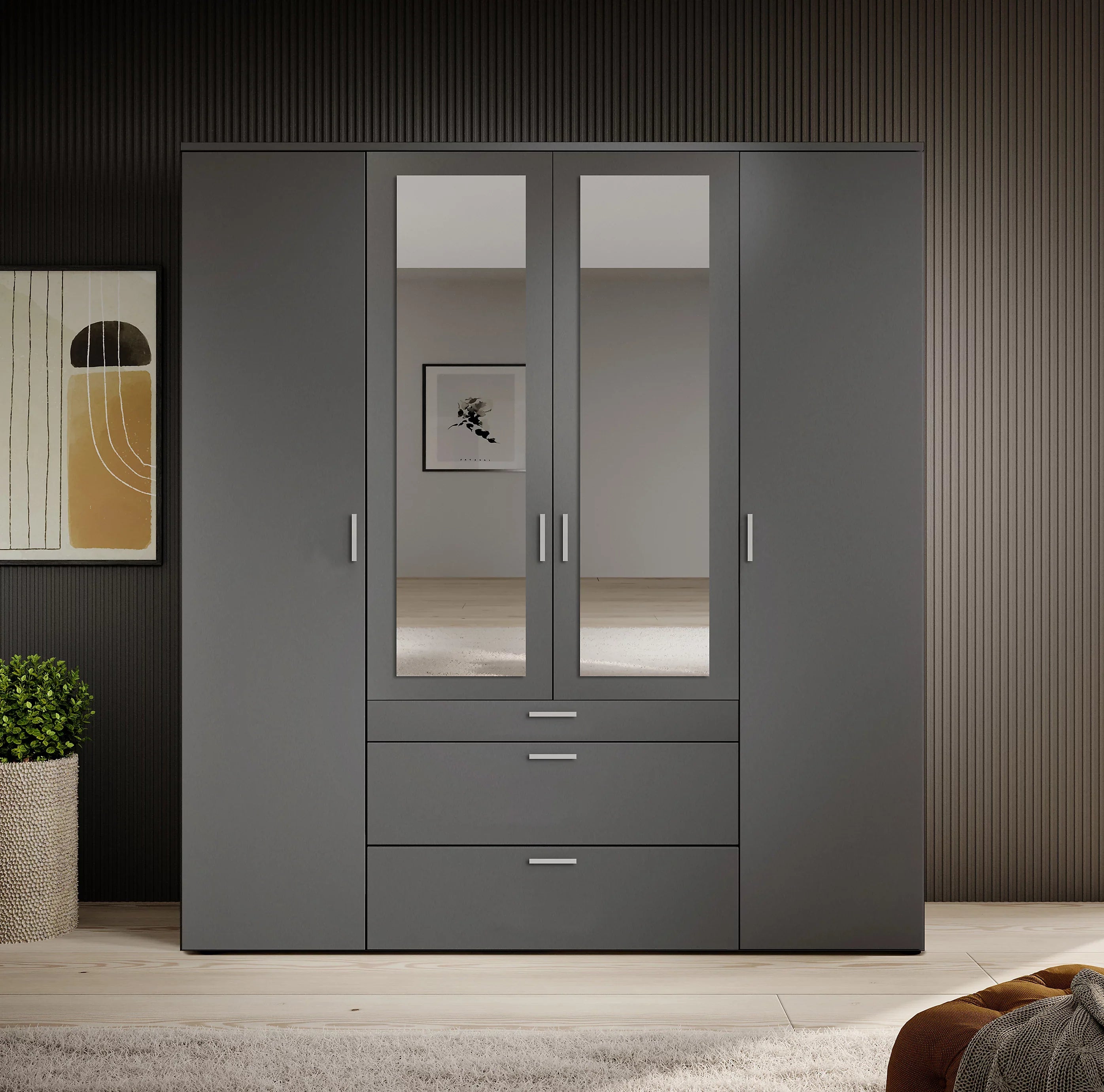 Vesala 4 Hinged Door Wardrobe with Mirror