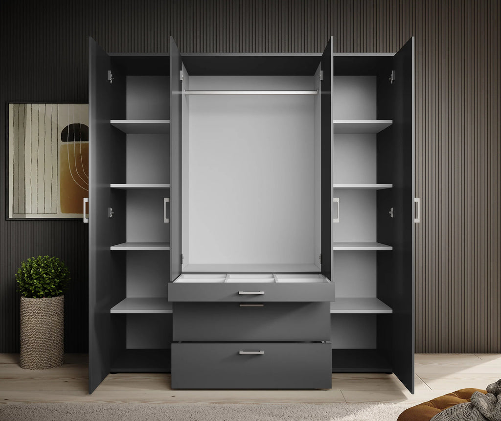 Vesala 4 Hinged Door Wardrobe with Mirror
