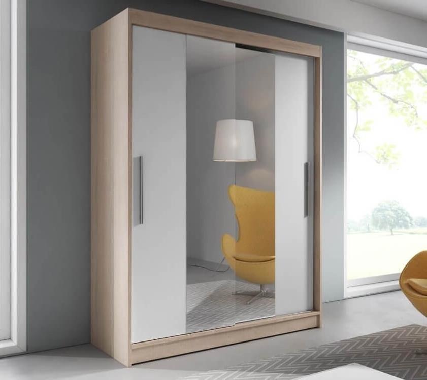 Liberty Vista 01 Sliding Mirror Door Wardrobe 150cm in Sonoma Oak