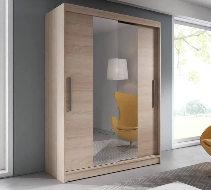 Liberty Vista 01 Sliding Mirror Door Wardrobe 150cm in Sonoma Oak