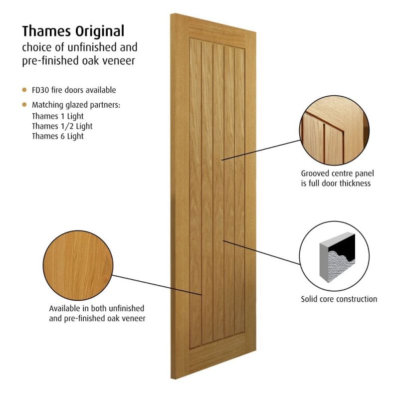 Liberty Internal Oak Thames Fire Door Pre-Finished