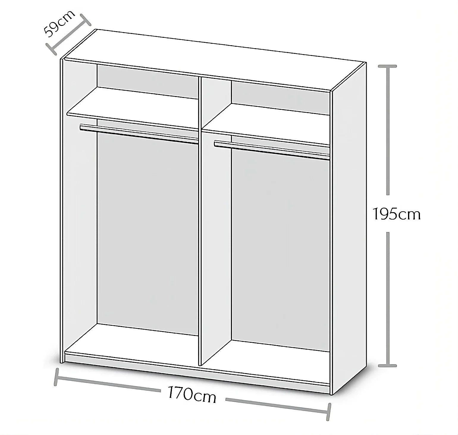 Time 2 Sliding Door Wardrobe 170cm