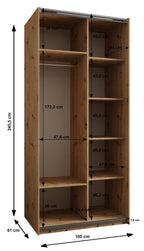 Liberty Trosa I Sliding Door Wardrobe 100cm