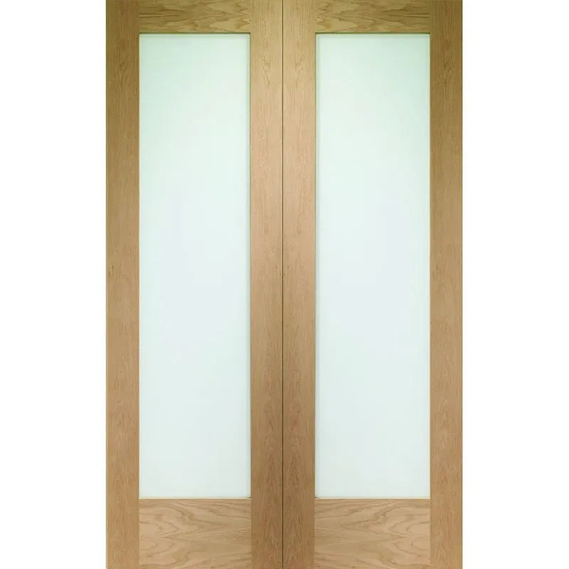 Internal Oak Pattern 10 Glazed Pair Of Doors With Clear Glass