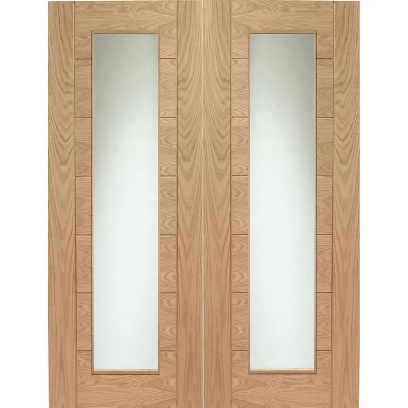 Internal Oak Palermo Glazed Pair Of French Doors With Clear Glass