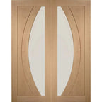 Internal Oak Salerno Glazed Pair Of Doors With Clear Glass